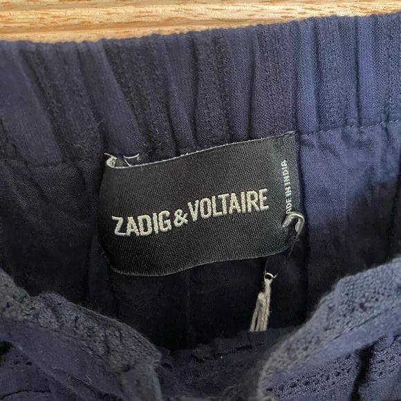 Zadig & Voltaire Cotton Navy Mini.  Elastic band + tie waist for comfort. - Picture 6 of 10
